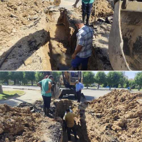 تعمیر شکستگی شبکه توزیع آب در بهارستان اهواز